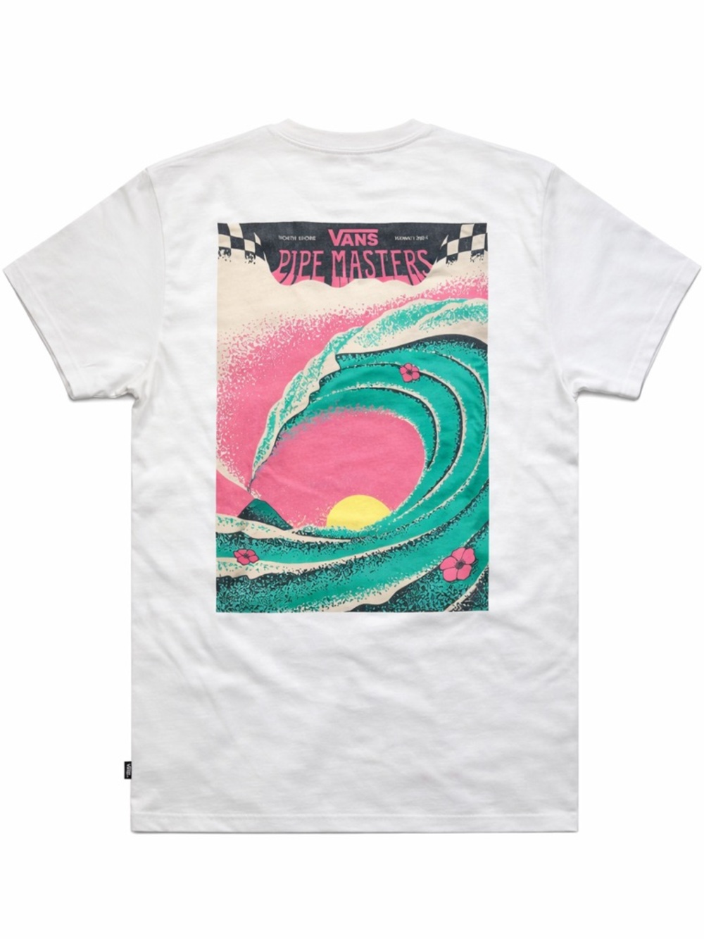 Vans White Tee with Teal Wave & Pink Sky Graphic